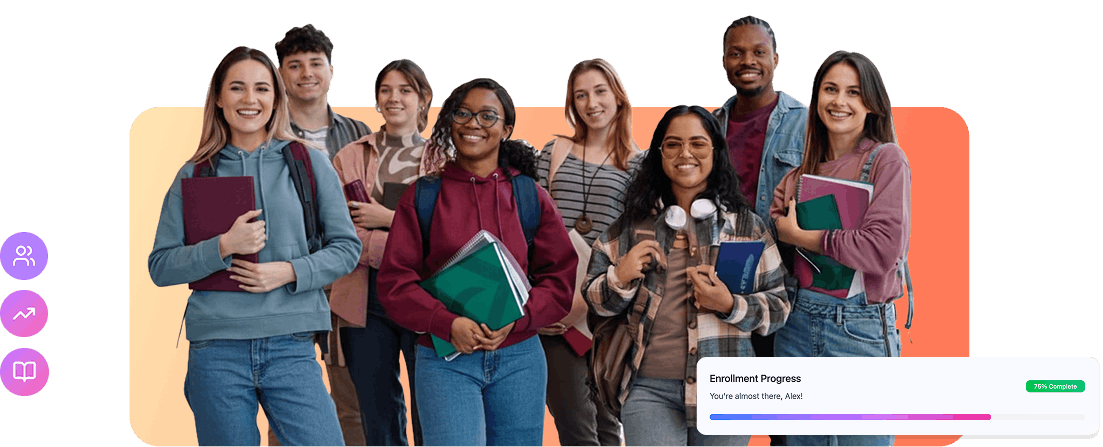 Students collaborating with educational technology